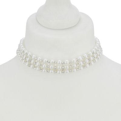 Pearl and crystal choker necklace
